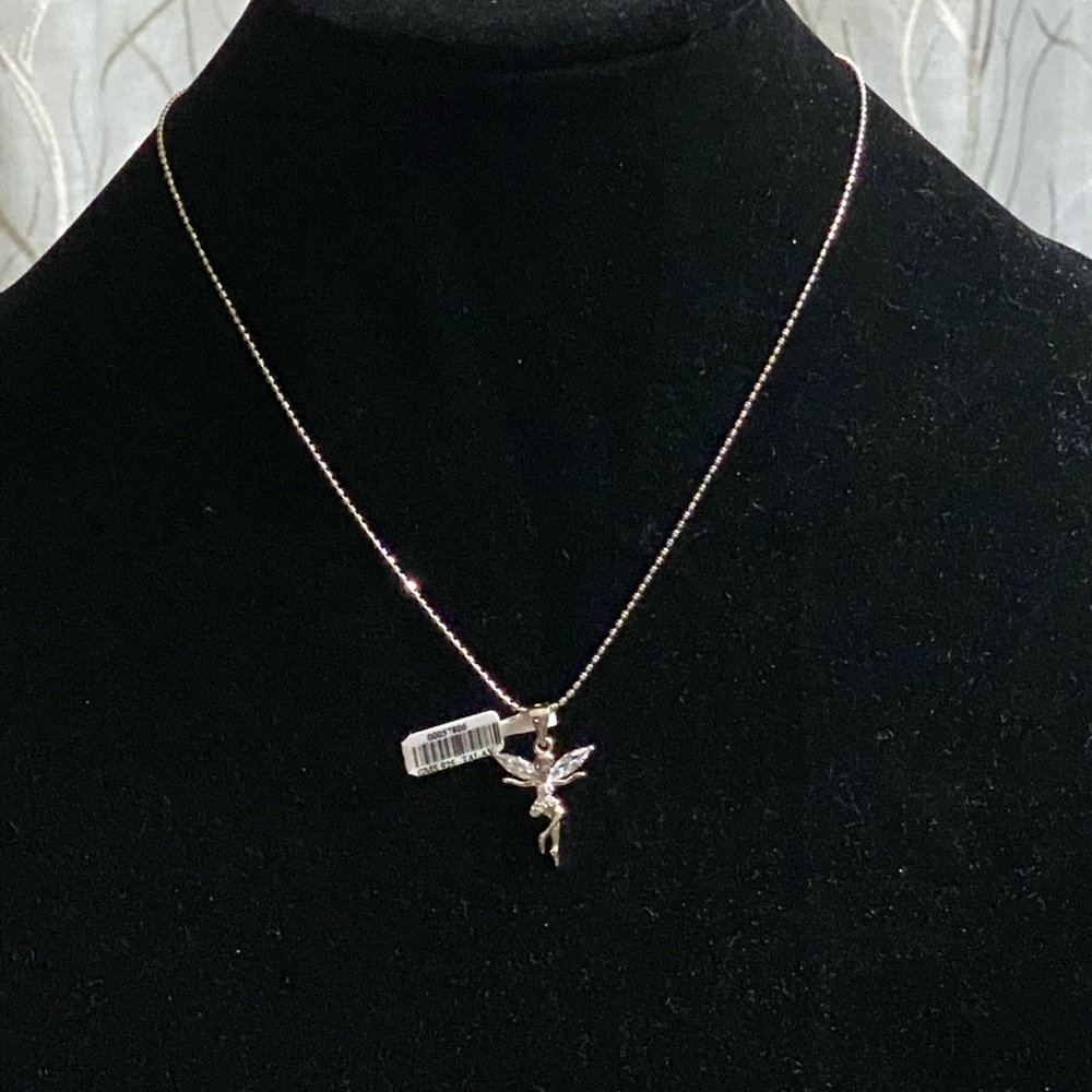 Angel Pendant Necklace in Sterling Silver,Zircon